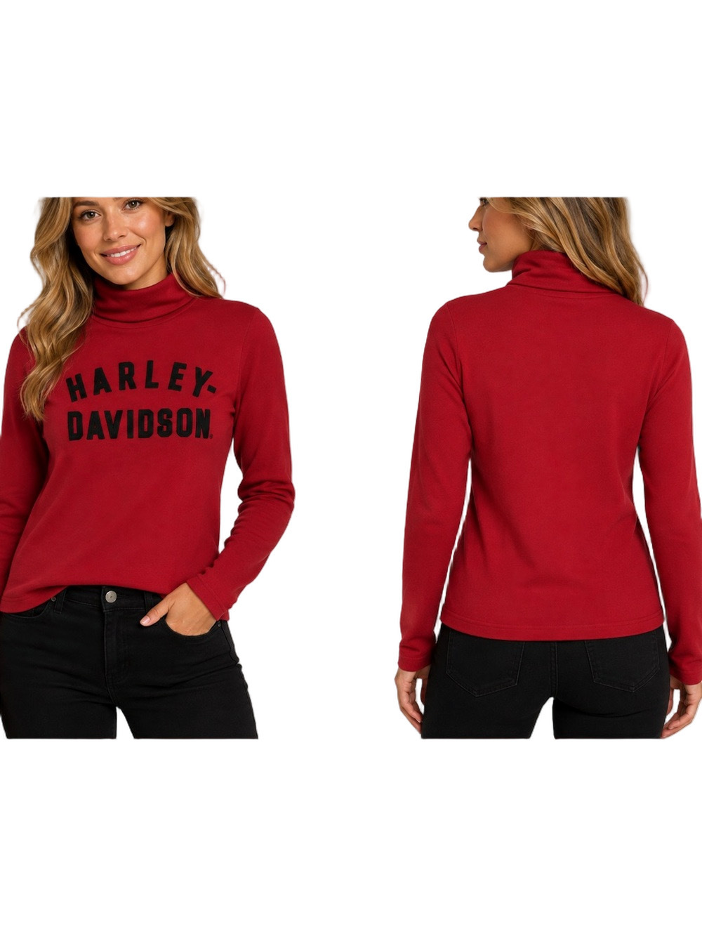HARLEY DAVIDSON WOMEN'S MILWAUKEE RIB TURTLENECK- CHILI PEPPER